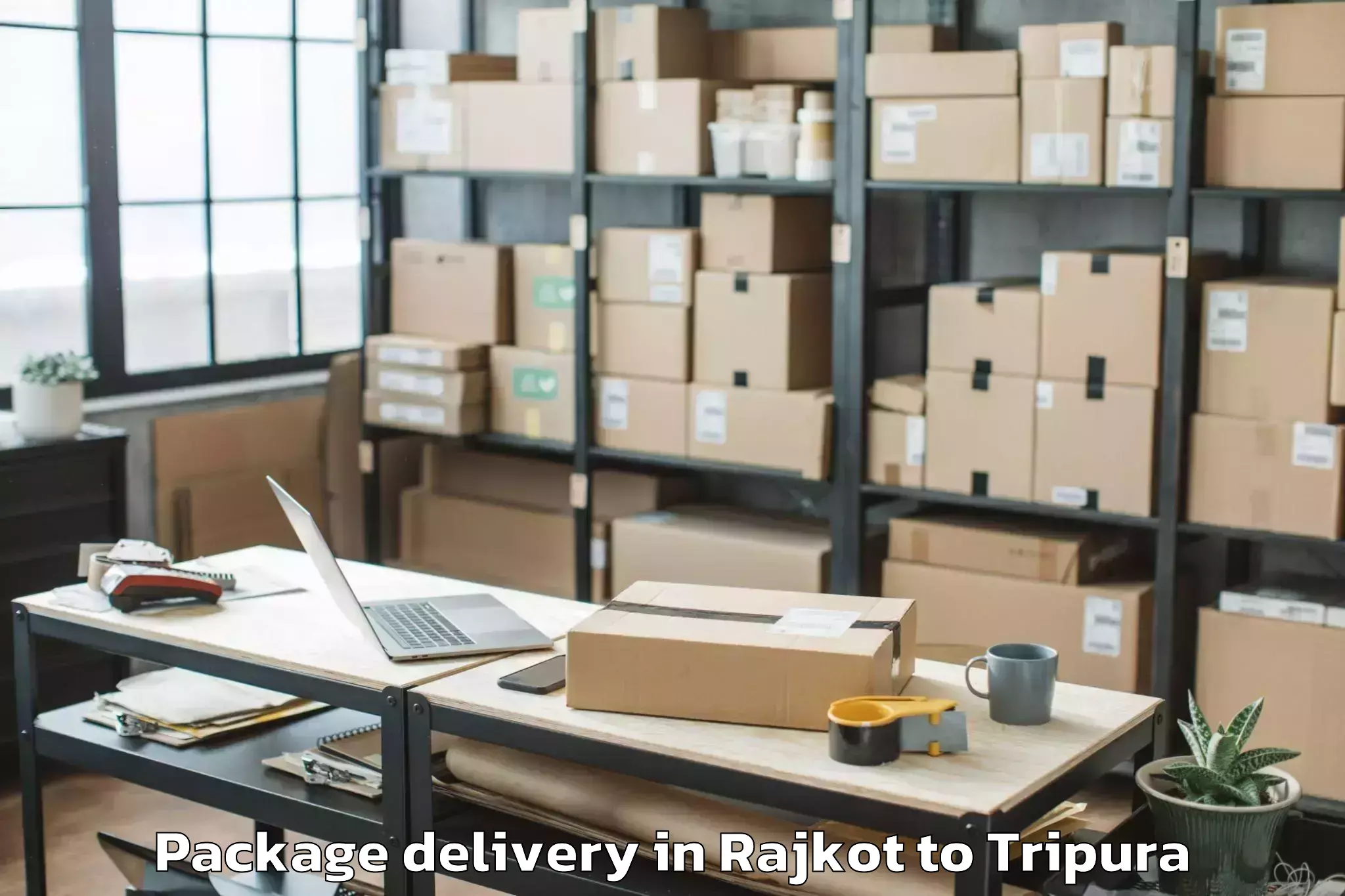 Easy Rajkot to Amarpur Gomati Package Delivery Booking